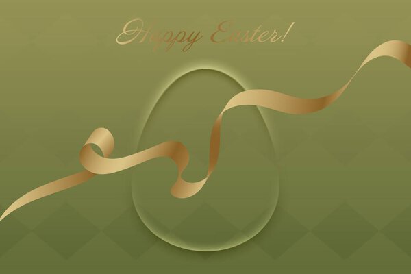 Blessed Easter. Soft golden-green hues and a gracefully curved gold ribbon form a sophisticated Easter greeting, capturing the seasons essence.