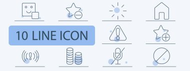 Beğeni belirleme simgesi. Güler yüz, olumsuz reyting, güneş, ev, uyarı, pozitif reyting, zayıf sinyal, istiflenmiş bozuk paralar, mikrofon sesi, kısıtlama.