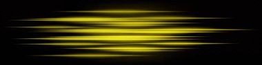 Koyu arkaplandaki fütürist sarı yatay neon hız çizgileri. Soyut parlak ışınlar teknoloji, arayüz ve dijital efektler için idealdir. EPS vektör illüstrasyonu.