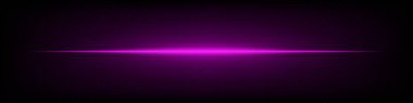 Koyu arkaplanda parlak, mor, neon ışıklı bir ışık var. Soyut fütüristik minimalist ışın, UI, dijital tasarım, bilim kurgu projeleri için mükemmel. EPS vektör illüstrasyonu.