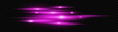 Pembe yatay neon parlamalar şeffaf arkaplanda izole edilmiş. Soyut ışıldayan ışınlar dijital efektler, fütüristik tasarımlar, UI için idealdir. EPS vektör illüstrasyonu.