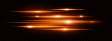 Kırmızı yatay mercek, şeffaf arkaplanda neon ışıkları oluşturur. Teknolojik arayüzler, afişler, dijital projeler için fütüristik soyut ışınlar ideal. EPS vektör illüstrasyonu.