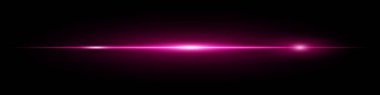 Parlak yatay mor neon parlaklık koyu arka planda izole edilmiş. UI elementleri, dijital tasarımlar, bilim kurgu görselleri için minimalist fütüristik ışın ideali. EPS vektör illüstrasyonu.