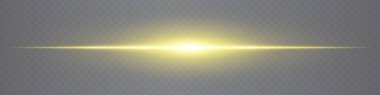 Şeffaf arkaplanda hafifçe parlayan minimalist yatay sarı lens. Dijital tasarımlar, UI elementleri ve fütüristik görseller için parlak kiriş ideal. EPS vektör illüstrasyonu.