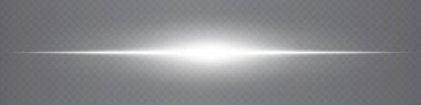 Şeffaf arkaplanda hafifçe parlayan minimalist yatay beyaz lens. Dijital tasarımlar, UI elementleri ve fütüristik görseller için parlak kiriş ideal. EPS vektör illüstrasyonu.