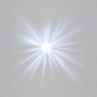 Şeffaf arkaplanda parlak mavi yıldız şeklindeki parlaklık izole edildi. Dinamik ışıltı özel efektler, dijital tasarımlar, bilim kurgu görselleri için idealdir. EPS vektör illüstrasyonu.