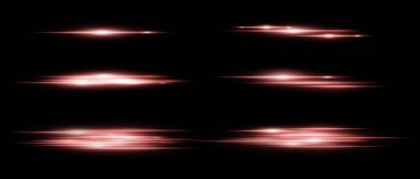 Siyah zemin üzerinde hareket bulanıklığı olan parlak yatay ışık demeti. Röfleler, örtüşmeler ya da dizayndaki dinamik geçişler için mükemmel. Vektör illüstrasyonu.