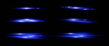 Siyah zemin üzerinde hareket bulanıklığı olan parlayan yatay ışık çizgileri. Röfleler, örtüşmeler ya da dizayndaki dinamik geçişler için mükemmel. Vektör illüstrasyonu.