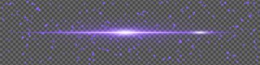 Pembe ışık parlaklığı, parlak parçacıklar ve şeffaf arkaplanda hareket parıltısı. Tasarım ve VFX için yatay enerji ışını.