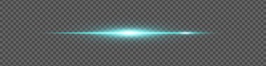 Şeffaf arkaplanda hafif bir parıltı olan yumuşak mavi ışık çizgisi. Bilim kurgu veya teknoloji tasarımı için minimalist ışık efekti.