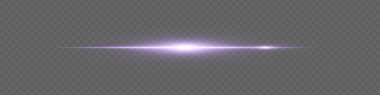 Şeffaf arkaplanda hafif bir parıltı olan yumuşak mor ışık çizgisi. Bilim kurgu veya teknoloji tasarımı için minimalist ışık efekti.