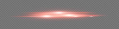 Şeffaf arkaplanda kıvılcım parçacıkları olan kırmızı parıldayan hareket çizgisi. Gelecekçi ışıltı çizgisi.