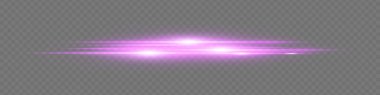 Şeffaf arkaplanda kıvılcım parçacıkları olan mor parlak hareket çizgisi. Gelecekçi ışıltı çizgisi.