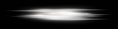 Siyah üzerine yoğun bir parıltıyla beyaz yatay bulanıklık çizgileri. Hızlanma etkisi, hızlı hareket görselleri, spot ışığı geçişi, enerji patlaması, fütüristik tema ve hız tasarımı için uygundur.