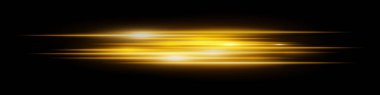 Karanlıkta bulanık ışık efektleri olan parlak altın hız çizgileri. Bilim kurgu sahneleri, yarış görselleri, fütüristik hız geçişi, neon hızlandırma ve hareket tasarım kavramları için harika..