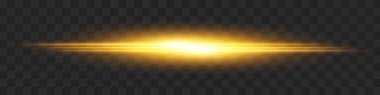 Altın ışık parlaması. Yoğun yatay patlama ve şeffaf arka planda parlak çizgiler. Dinamik, sıcak enerji hattı hız, bilim kurgu, güç, lazer ve ısı için ideal..