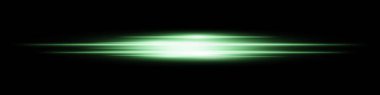 Yeşil enerji ışını. Parlak yatay çizgiler, katmanlı ışıltı ve siyah arkaplan üzerinde ışıl ışıl bir etki. Güç, bilim kurgu, hareket, teknoloji, gelecek tasarım için harika..