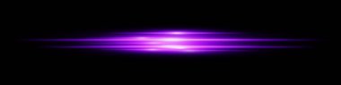 Mor enerji ışını. Parlak yatay çizgiler, katmanlı ışıltı ve siyah arkaplan üzerinde ışıl ışıl bir etki. Güç, bilim kurgu, hareket, teknoloji, gelecek tasarım için harika..