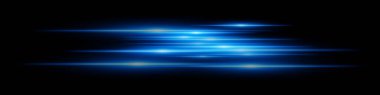 Mavi hareket çizgileri. Siyah zemin üzerinde hafif ışık patlaması olan bulanık parlak çizgiler hareket ve derinlik yanılsaması yaratıyor. Hız, bilim kurgu, teknoloji ve enerji efektleri için ideal..