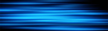 Mavi hız bulanıklığı. Yatay çizgiler, neon ışıltısı ve koyu arkaplanda aşırı hız etkisi. Bilim kurgu, teknoloji, hareket, enerji görselleri ve hızlı kavram için mükemmel..