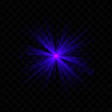 Işık patlaması. Parıltılı mavi radyal ışıltı ve şeffaf parıltı, teknoloji, fantezi veya sihirli görsel ve dinamik kullanıcı arayüzleri için ideal.