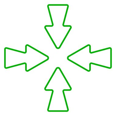 Navigasyon ok simgesi. Dört yöne bakan ana hatlar. Kontrolü, konumlandırmayı, oryantasyonu veya uzaysal arayüz navigasyonunu temsil eder.