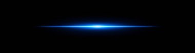 Parlak yatay mavi ışın. Siyah arkaplanda radyal solukluk ile merkezi ışık patlaması, bilim kurgu, enerji veya hız görselleri için idealdir.
