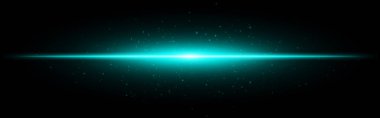 Işık patlaması simgesi. Karanlık zemin üzerinde ince parçacıklar ve gradyan ışın ile Aqua yatay flaşı, teknolojik veya dijital arayüz temaları için mükemmel.