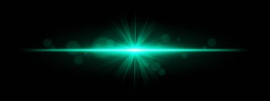 Işık patlaması. Radyal ışınlar ve siyah arka planda yumuşak bokeh ile yıldız şeklinde ışıltı. Sihir, fantezi ya da romantik ışıltı efektleri için ideal..