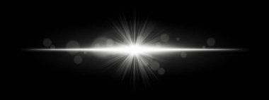 Işık patlaması. Radyal ışınlar ve siyah arka planda yumuşak bokeh ile yıldız şeklinde ışıltı. Sihir, fantezi ya da romantik ışıltı efektleri için ideal..