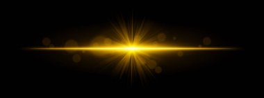 Işık patlaması. Radyal ışınlar ve siyah arka planda yumuşak bokeh ile yıldız şeklinde ışıltı. Sihir, fantezi ya da romantik ışıltı efektleri için ideal..