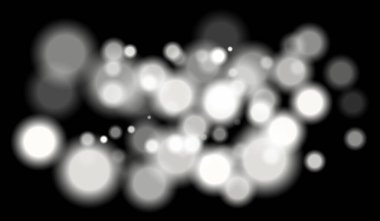 Koyu arkaplan üzerinde derinlik etkisi olan birden fazla boyutta parlak beyaz bokeh parçacıkları. Gece görüntüleri ya da teknoloji temalı sahneler için mükemmel..