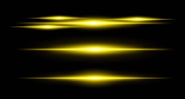 Koyu arkaplan üzerinde yığılı düzende yatay sarı işaret fişekleri pürüzsüz bir eğim ve ışık efektiyle. Bilim kurgu ya da HUD görsel öğe.