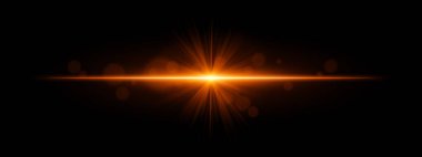 Işık patlaması. Radyal ışınlar ve siyah arka planda yumuşak bokeh ile yıldız şeklinde ışıltı. Sihir, fantezi ya da romantik ışıltı efektleri için ideal..