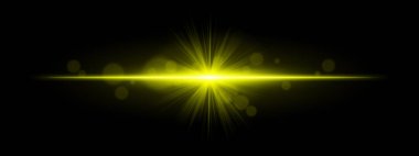 Işık patlaması. Radyal ışınlar ve siyah arka planda yumuşak bokeh ile yıldız şeklinde ışıltı. Sihir, fantezi ya da romantik ışıltı efektleri için ideal..