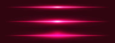 Işık patlaması ayarlandı. Işıltılı yoğun pembe ışın ve siyah üzerine yumuşak parçacıklar, uzay, enerji veya gelecekteki arayüz tasarımı için uygun.