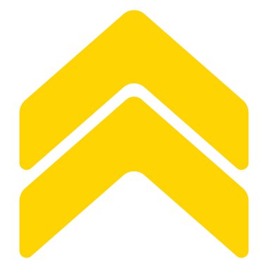 Yukarı yönlü simge. Çift ok başlıkları, arayüz ögelerinde artış, yükleme, yükselme veya yönsel rehberliği işaret eder.