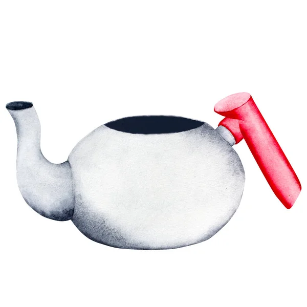 Teapot Lid Watercolor Illustration Isolated Background Can Used Your Design — Stock Photo, Image