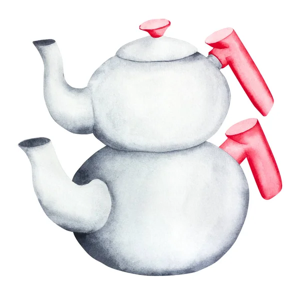 Turkish Teapot Watercolor Illustration Isolated Background Can Used Your Design — Stock Photo, Image