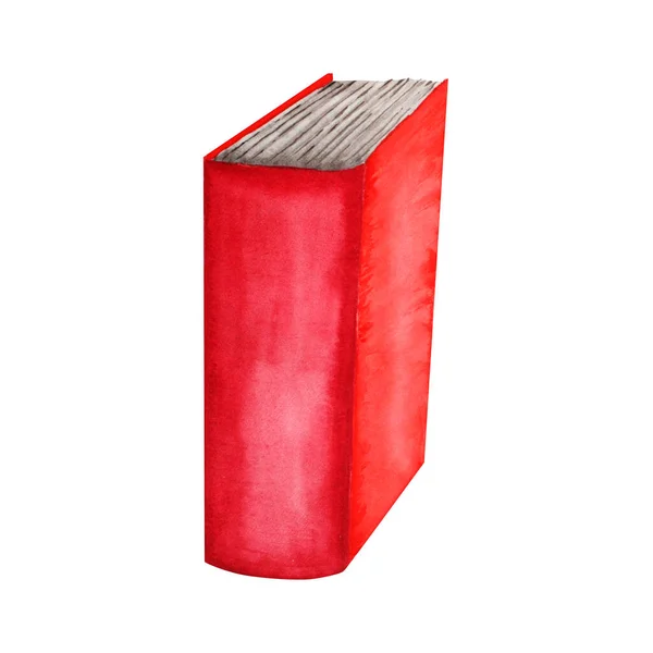 Aquarell Illustration Eines Buches Roter Farbe Die Zeichnung Wird Von — Stockfoto