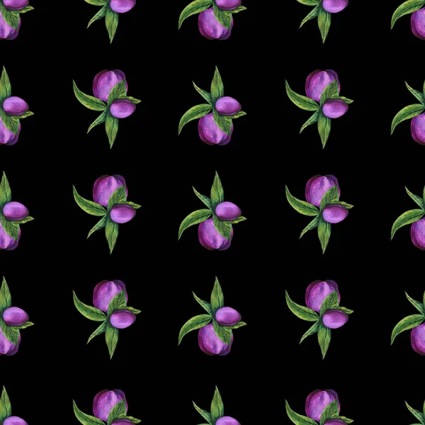 Χελεμπερό Μαύρο Απρόσκοπτη Μοτίβο Στοιχείων Υδατογραφίας Σκούρο Φόντο Χειροποίητα Λουλούδια — Φωτογραφία Αρχείου