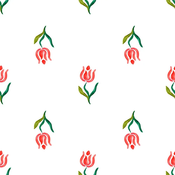 Αφηρημένα Λουλούδια Απλή Απρόσκοπτη Μοτίβο Αφηρημένη Ακουαρέλα Λουλούδια Λευκό Φόντο — Φωτογραφία Αρχείου