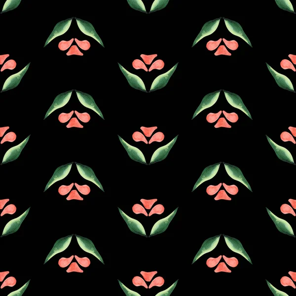 Αφηρημένα Λουλούδια Απλή Απρόσκοπτη Μοτίβο Αφηρημένη Ακουαρέλα Λουλούδια Ένα Σκοτεινό — Φωτογραφία Αρχείου