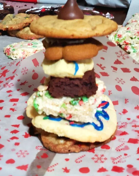 Tower of christmas cookies