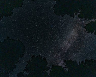 Gece gökyüzü sayısız yıldızla ve Samanyolu 'nun kozmik ışığıyla benekli.