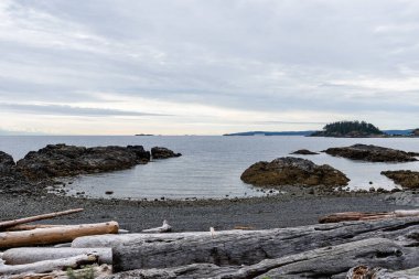 NANAIMO, CANADA - 29 Haziran 2024: Gürcistan Boğazı 'ndaki dalış dersleri için Neck Point Park Finn Sahili popüler Nanaimo bölgesi