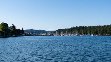 NANAIMO, CANADA - HAZİRAN 02, 2024: Maffeo Sutton Parkı çevresindeki Harbourfront geçidi manzarası