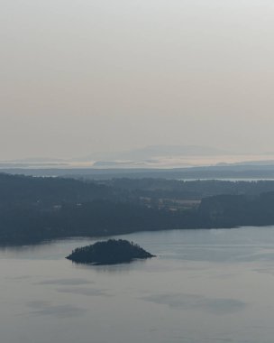 Vancouver Adası 'ndaki Saanich körfezinin hava panoramik görüntüsü British Columbia Canada