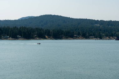 GULF Adaları, Kanada - 09 Ağustos 2024: Bulutlu bir yaz gününde Gürcistan Boğazı Panoraması