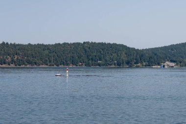 GULF Adaları, Kanada - 09 Ağustos 2024: Bulutlu bir yaz gününde Gürcistan Boğazı Panoraması